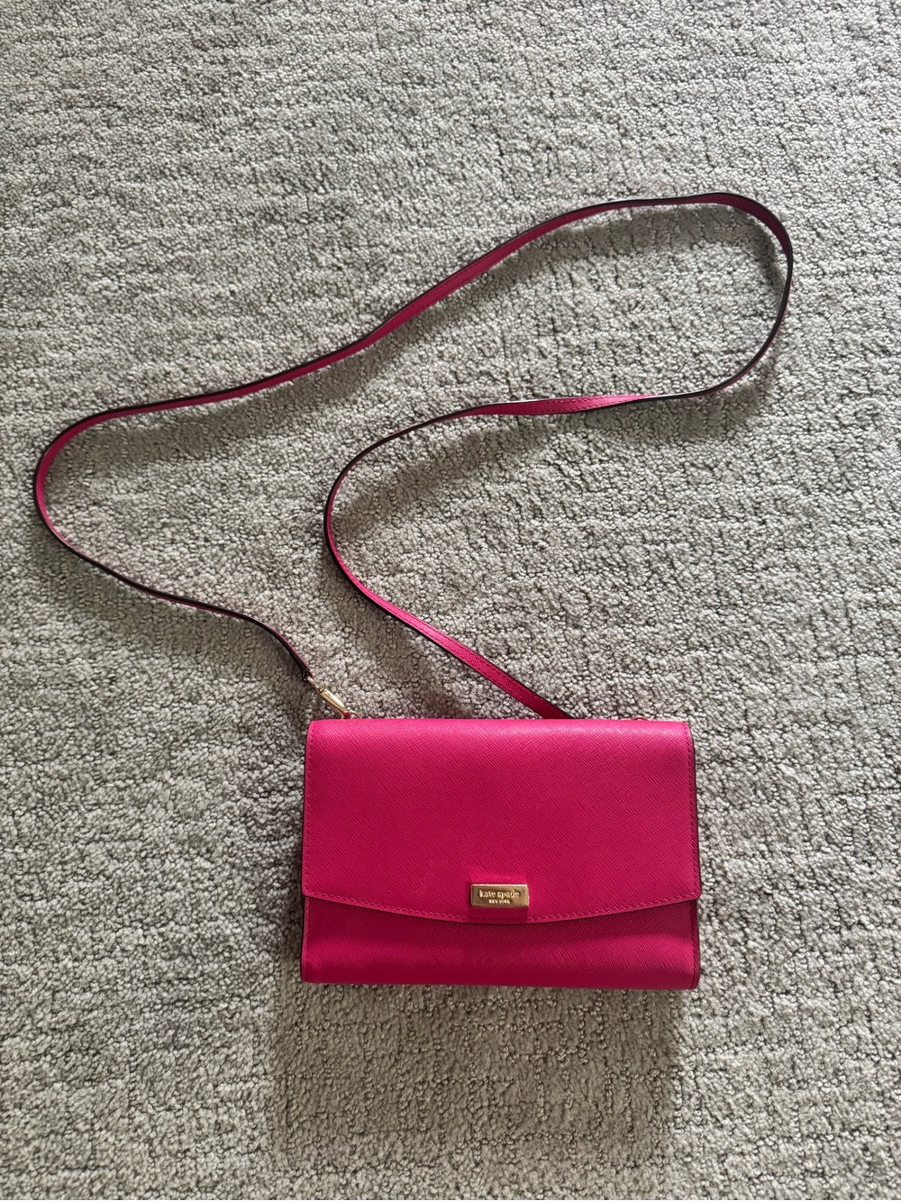 Kate Spade Hot Pink Leather Crossbody Wallet-on-Chain